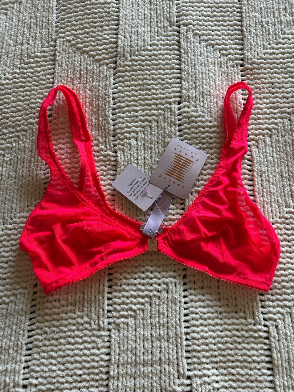 Savage X Fenty Neon Red Front-Clasp Bralette M NWT
